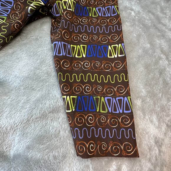 Maggie Barnes Blazer Women 2X Brown with Blue And Green Squiggles Open Front - Picture 13 of 13